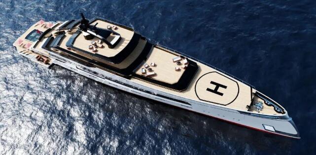 不对称船尾甲板 164英尺的超级游艇概念设计